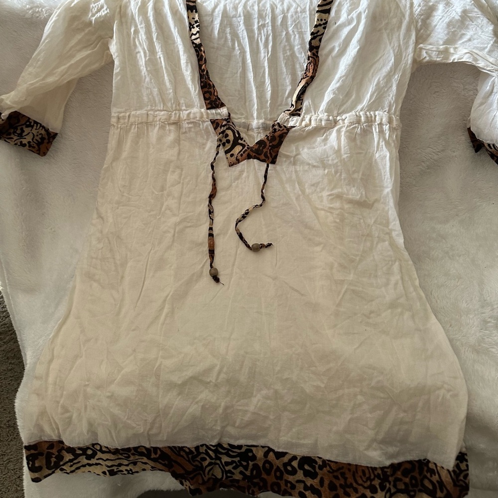 Merona Cream Swim Coverup with Leopard Trim - Picture 11 of 11